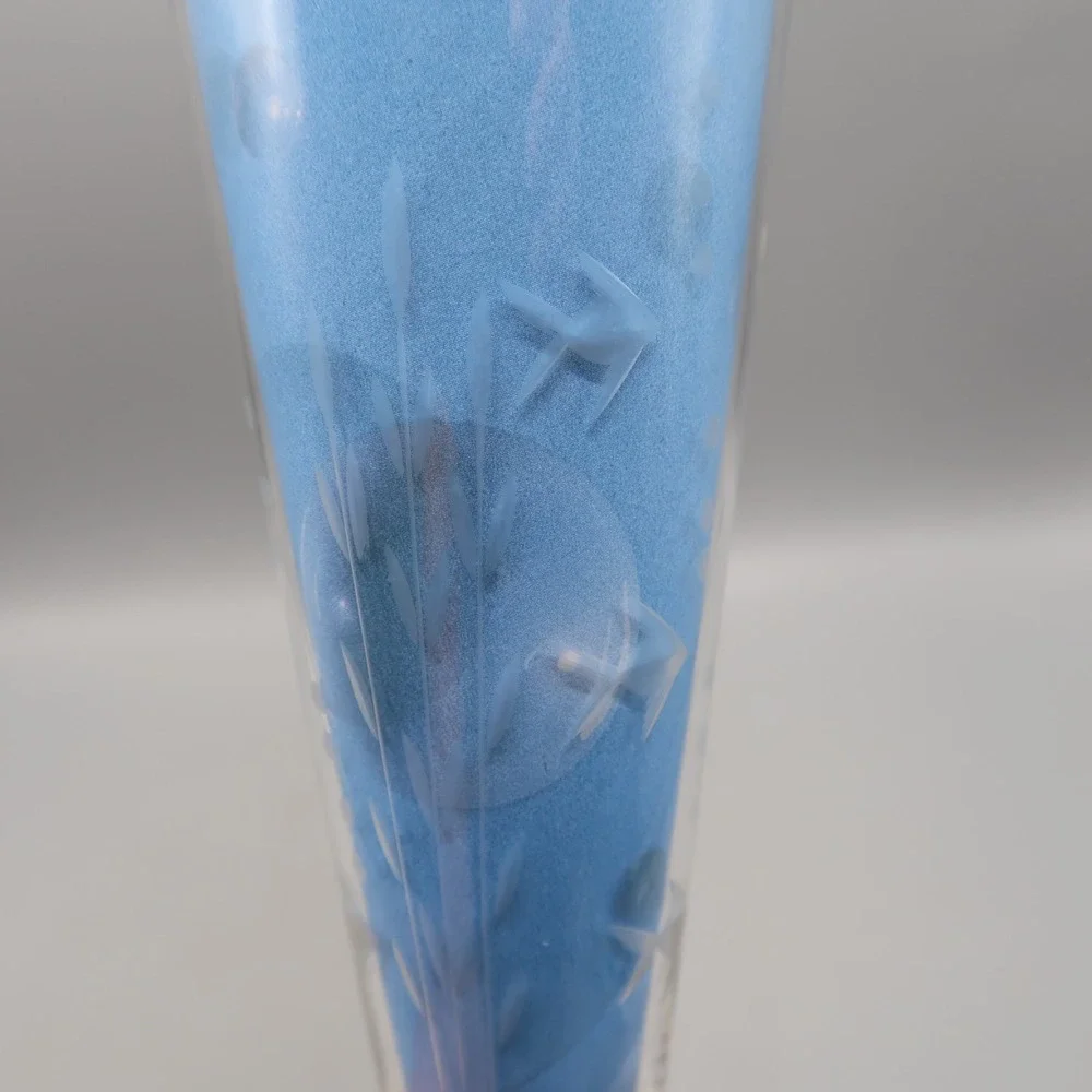 Princess House Heritage Cut Fish Etched Footed Pilsner Beer Glasses Set of 8